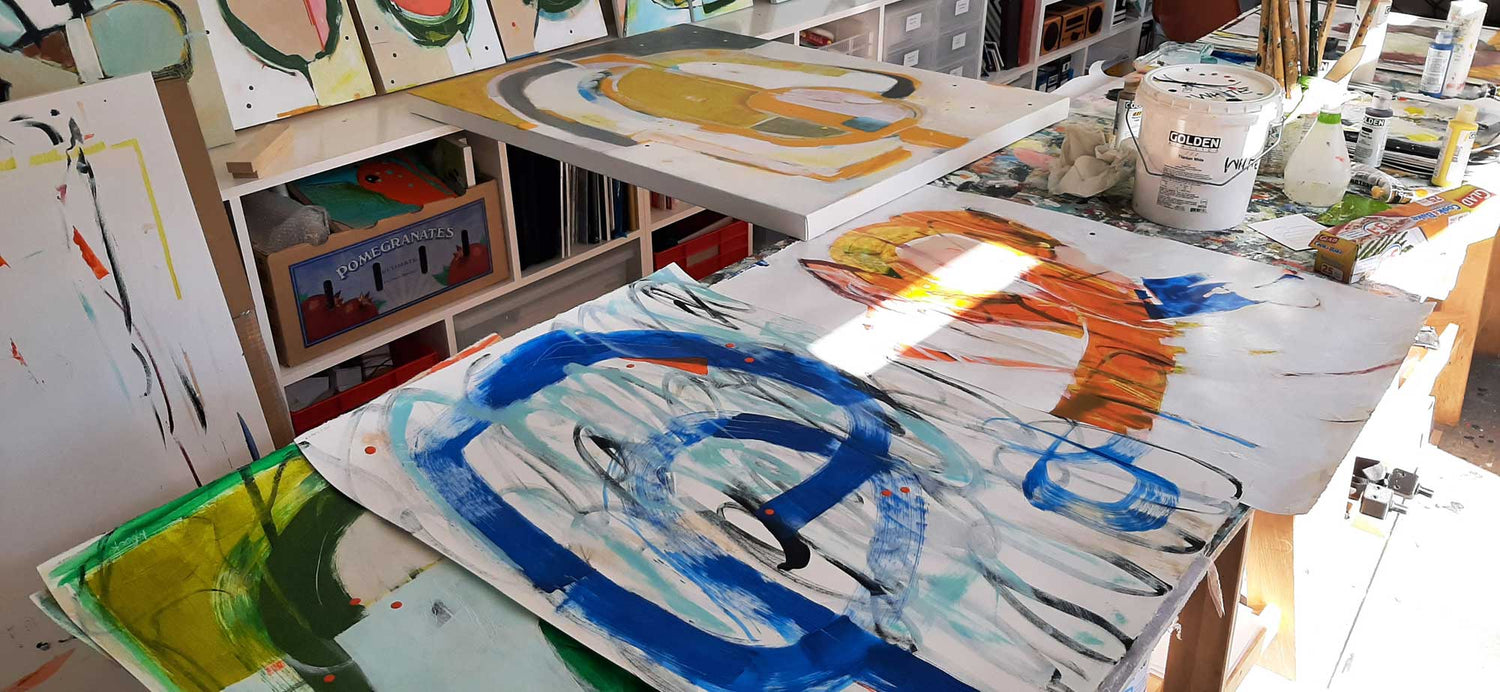 Artist studio of Kirsty Black, Maraetai, Auckland, New Zealand selling abstract art NZ