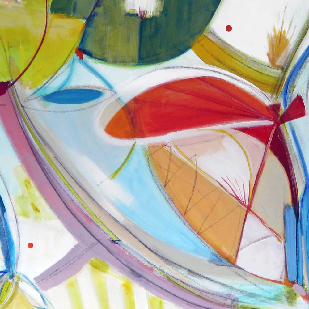 Caterpillar Fiesta Detail - Original gestural artwork with dynamic brushstrokes