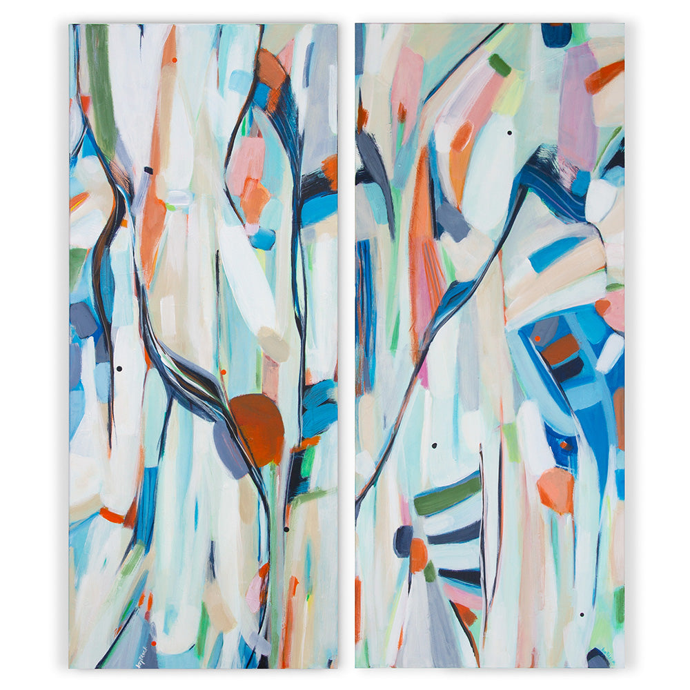 Cottontail Cantina, a vibrant abstract diptych by Kirsty Black