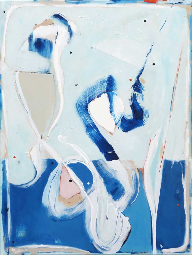 Pang Wangle, gestural artwork in blues by Kirsty Black Studio