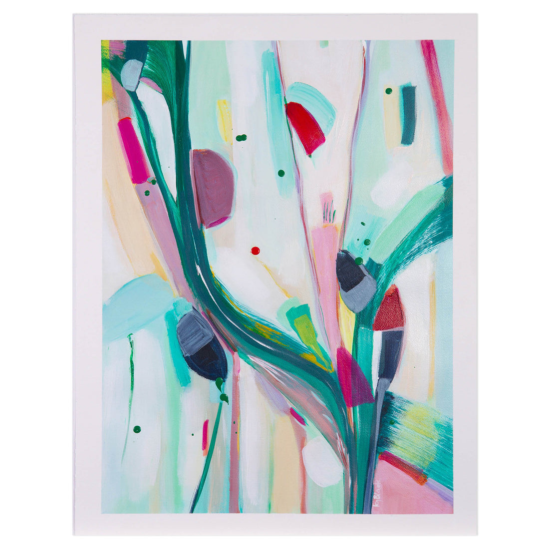 Chickabiddy Croon abstract painting on artist paper by Kirsty Black – vibrant contemporary artwork with bold brushstrokes and playful colours