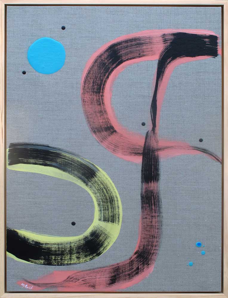 Pussy Cat Prowl, abstract artwork on linen for sale by Kirsty Black Studio