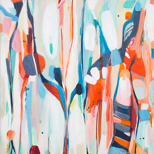 Bold abstract painting Tiger Tipple by Kirsty Black with dynamic brushstrokes & playful pops of colour