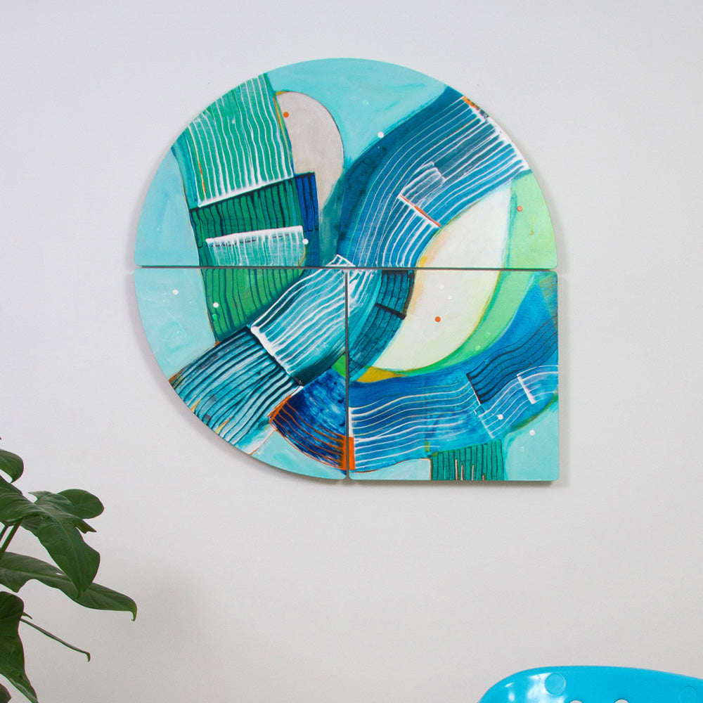 Vaporetto Val - tear shaped abstract artwork hanging on a white wall