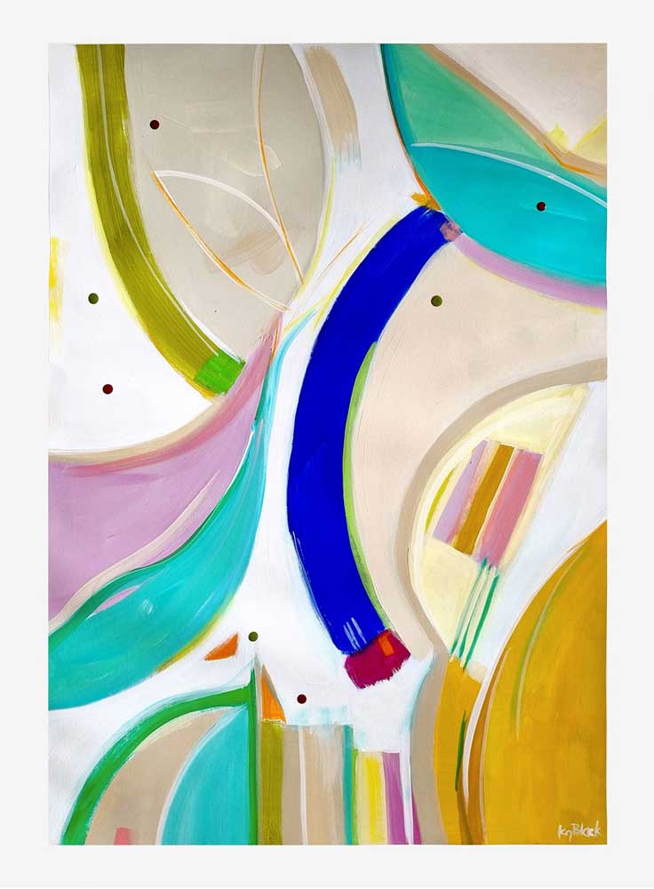 Nifty Nancy abstract painting on paper by Kirsty Black with a colourful palette