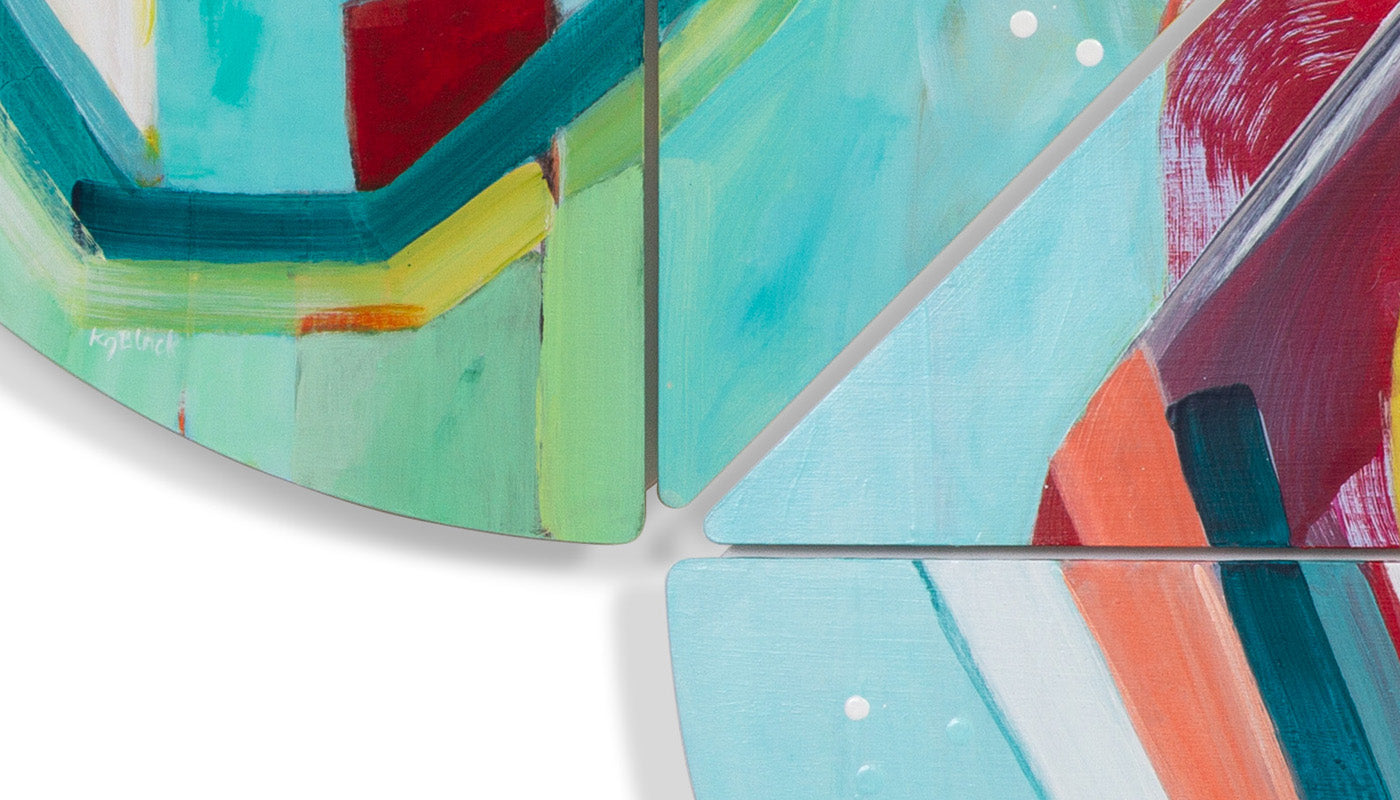 Detail of colourful abstract wall art installation