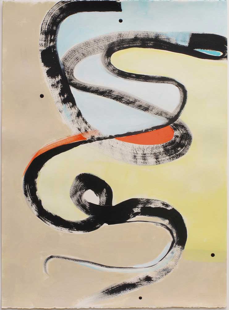 Abstract artwork on paper, Adder Antics by Kirsty Black Studio