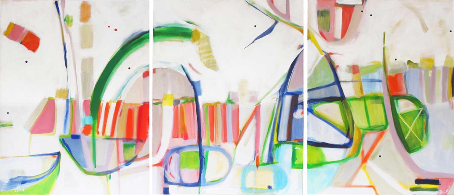 Statement Abstract Triptych, Chameleon Rollercoaster by Kirsty Black Studio