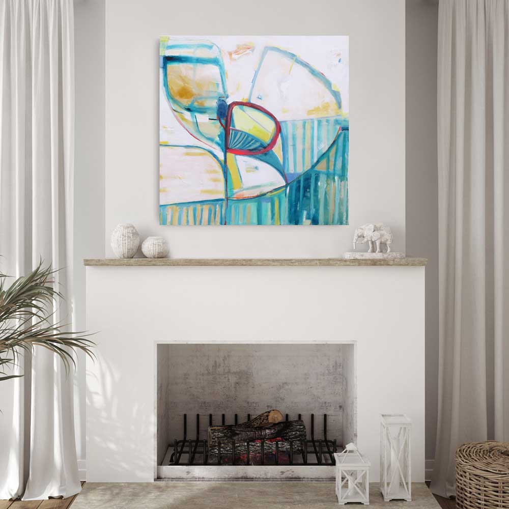 Lily Pond Launch Pad, abstract painting for sale by Kirsty Black Studio