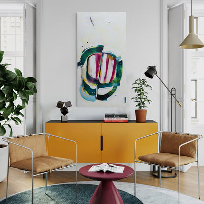 Modern living room with gestural abstract painting