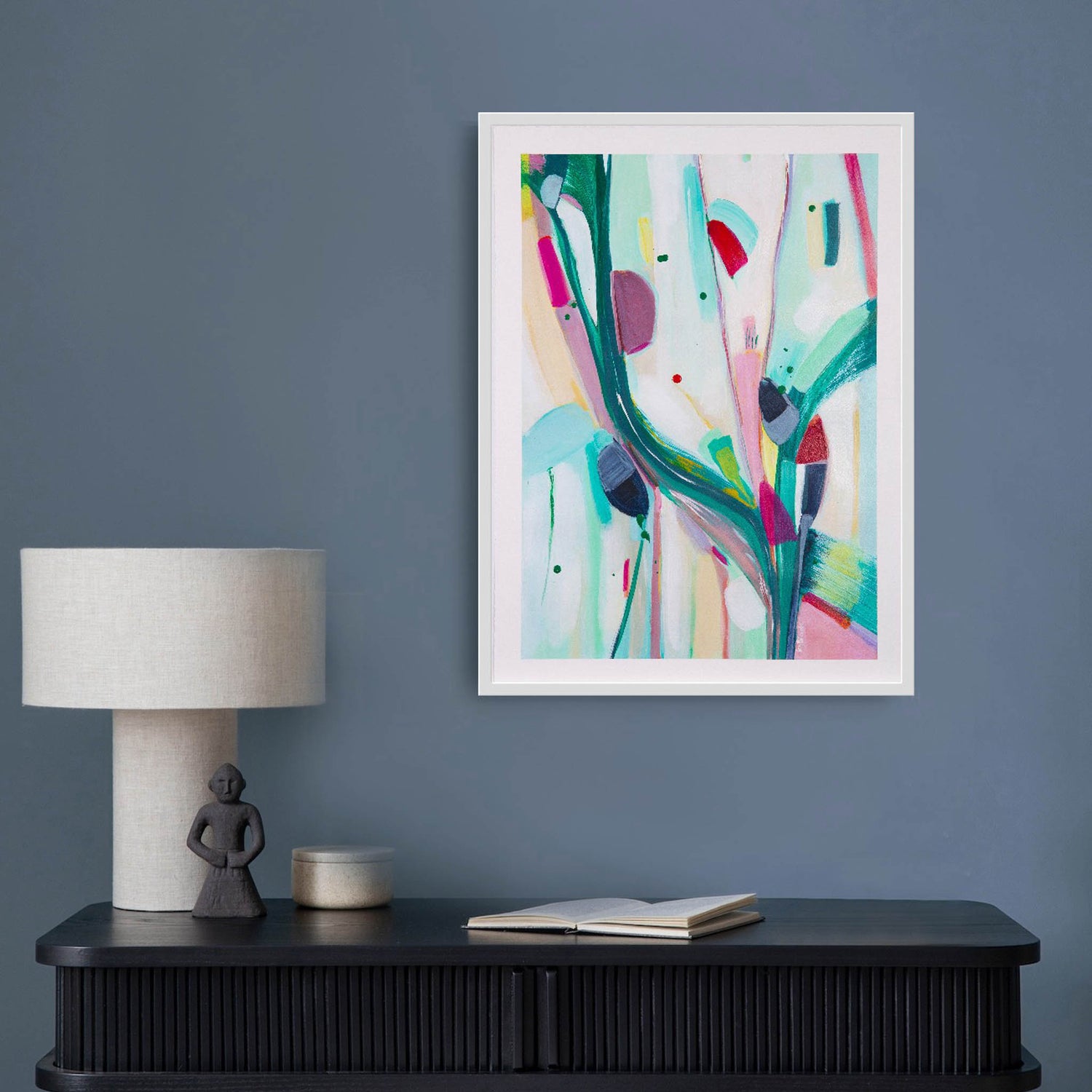 Chickabiddy Croon abstract wall art styled in a contemporary living space