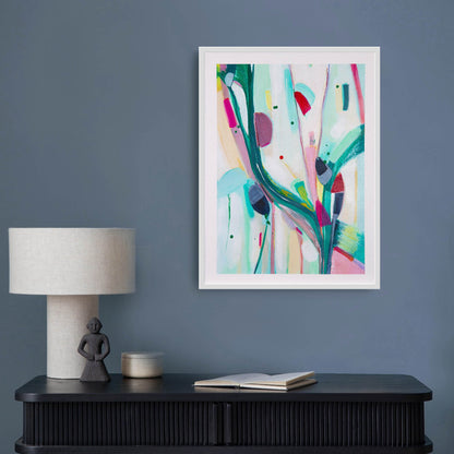 Chickabiddy Croon abstract wall art styled in a contemporary living space