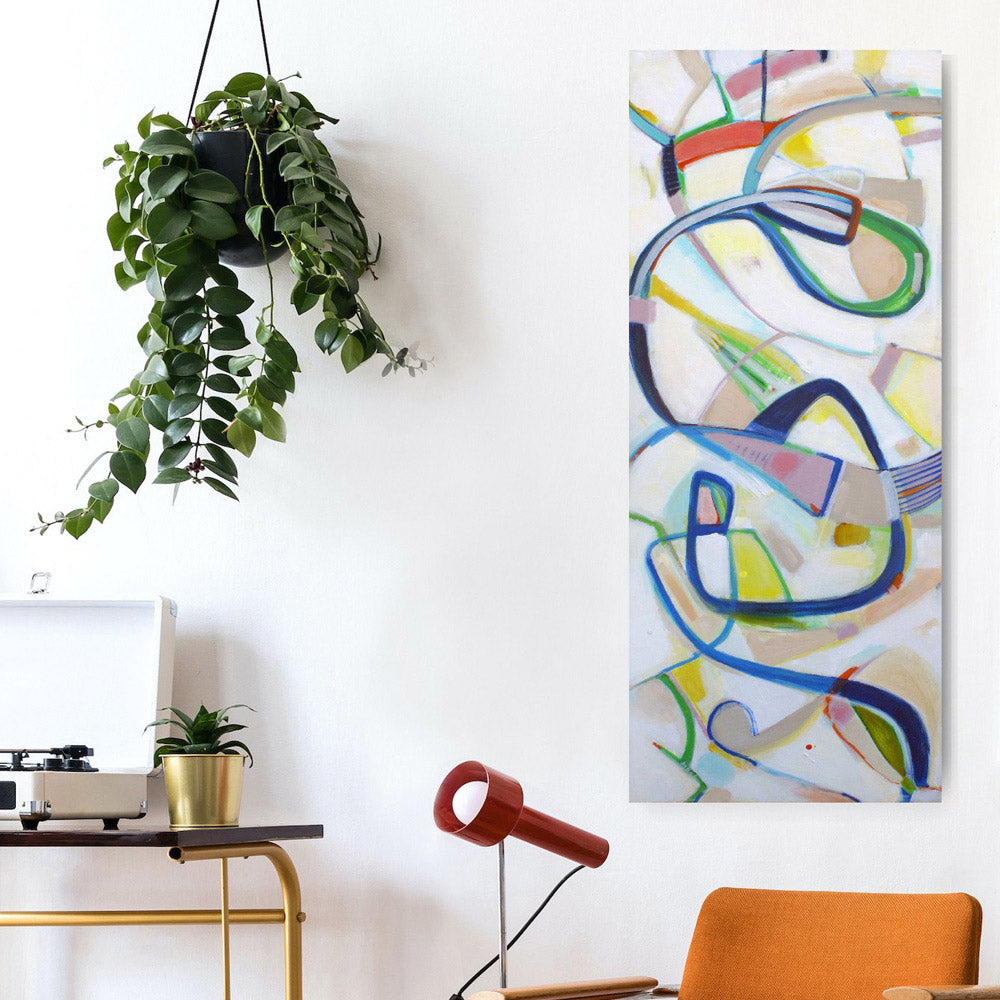 Somersault Sam, abstract artwork on canvas by Kirsty Black Studio in an interior